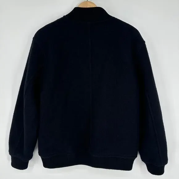 Aritzia Wilfred 100% Merino Wool Stable Bomber Jacket Full Zip Quilted Lined - Picture 8 of 14